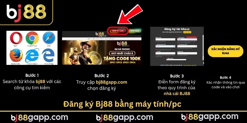 Đăng ký Bj88 bằng máy tính/pc
